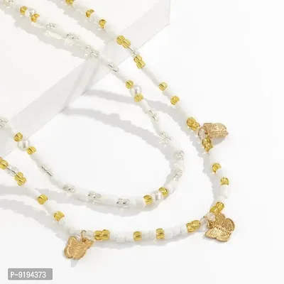 White Golden Beads Butterfly Adjustable Korean Waist Belly Chain Belt-thumb4