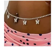 Butterfly Charm Rhinestone Adjustable Korean Waist Belly Chain Belt-thumb1