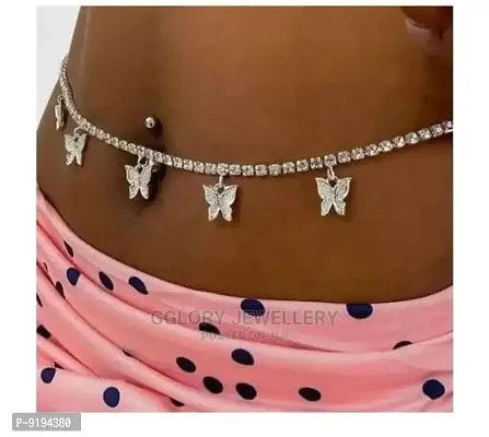 Butterfly Charm Rhinestone Adjustable Korean Waist Belly Chain Belt-thumb2