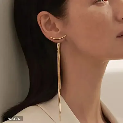Golden T Shaped Tassel Korean Earrings Pair