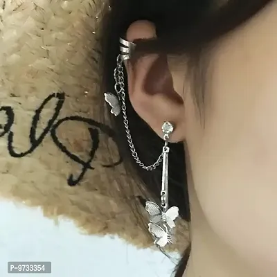 Butterfly Charm Chain Single Pc Earhook  Ear Crawler Korean Earring-thumb4