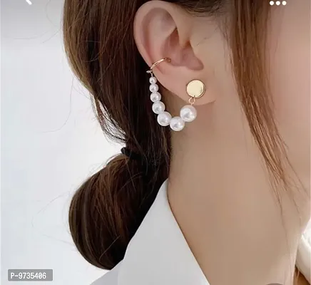 Cute Pearl Single Pc Earhook Crawler Korean Earring