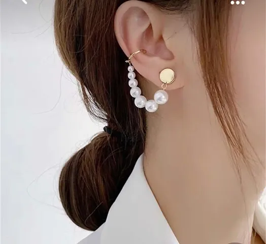 Cute Pearl Single Pc Earhook Crawler Korean Earring