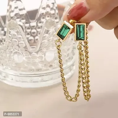 Green Emerald Stone High Fashion Korean Earrings Pair