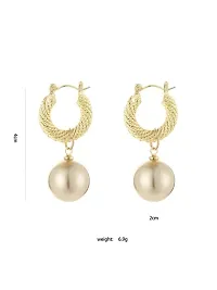 Golden Drop Pearl Korean Earrings Pair-thumb1
