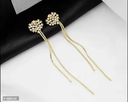 Heart Shaped Rhinestone Tassel Korean Earrings Pair