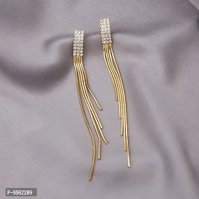 Golden rhinestone Tassel Korean Earrings Pair