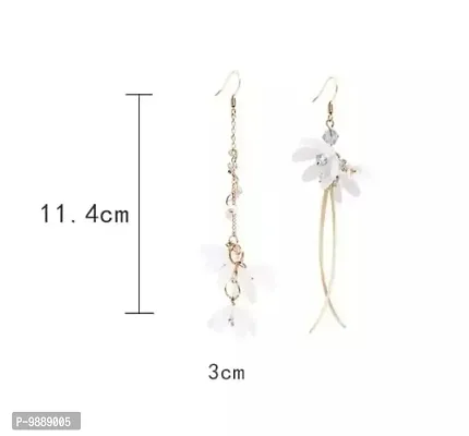 Blooming Flowers Criss Cross 2 Different Earrings Pair-thumb3