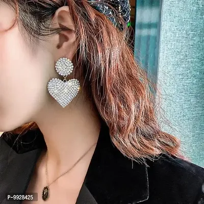 Rhinestone High Quality Heart Shaped Korean Earrings Pair