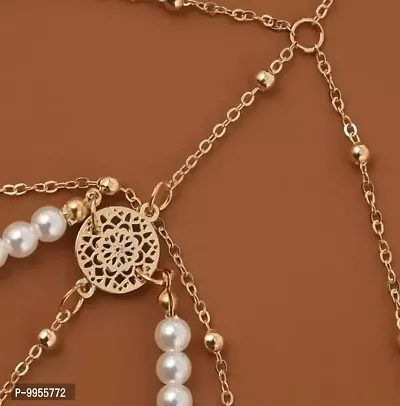 Pearl Drop Golden Dotted Chain Korean Thigh Chain-thumb3