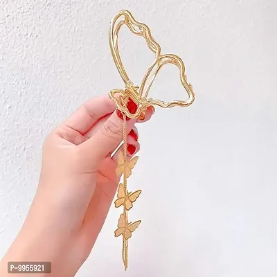 Butterfly Charm Tassel Golden Korean Hair Claw Hair Clip-thumb5