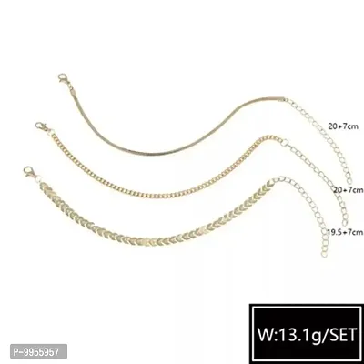 3 Layered Sleek Snake Link Chain Multilayered Korean Anklet-thumb4