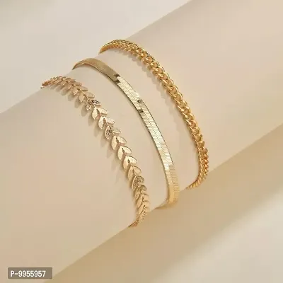 3 Layered Sleek Snake Link Chain Multilayered Korean Anklet-thumb2