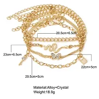 4 Layered Snake Rhinestone Butterfly Lock Key Multilayered Korean Anklet-thumb2