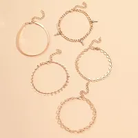 5 Layered Sleek Snake Lock Key Heart Link Multilayered Korean Anklet-thumb1