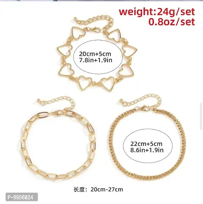 3 Layered Heart Link Multilayered Korean Anklet-thumb3
