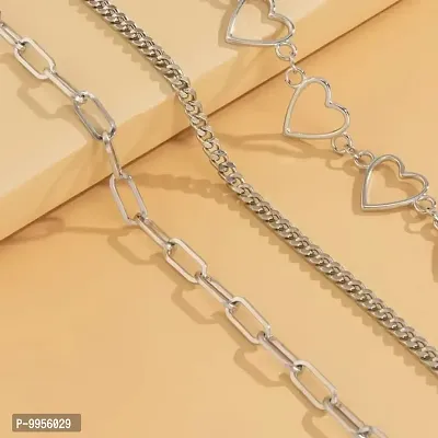 3 Layered Heart Link Multilayered Korean Anklet-thumb4