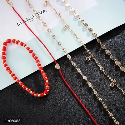 5 Layered Red Rope Boho Heart Drop Beads Multilayered Beach Korean Anklet-thumb5
