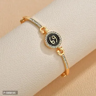 Black Enamel Circle Rhinestone Golden Zodiac Sign Korean Bracelet-thumb0