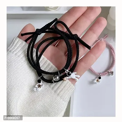 Couple Sister Best Friend Magnetic Astronaut Black Rope Magnetic Korean Bracelet set of 2-thumb5