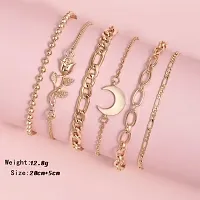 6 layered Moon Rose Link Chain Multilayered Korean Bracelet-thumb2
