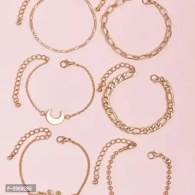 6 layered Moon Rose Link Chain Multilayered Korean Bracelet-thumb5