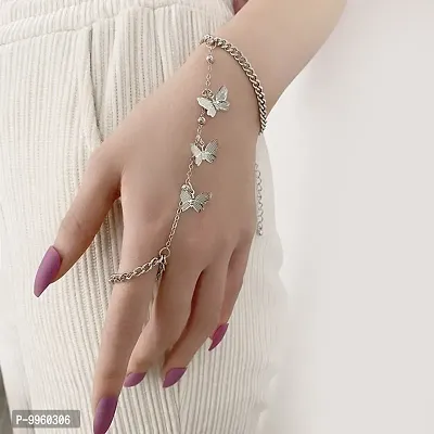 Butterfly Charms Chain Ring Bracelet