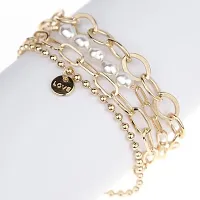 4 Layered Coin Pearl Link Chain Multilayered Korean Bracelet-thumb2