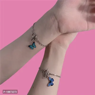 Fashions Couple Sister Best Friend Blue Butterfly Korean Bracelet set of 2