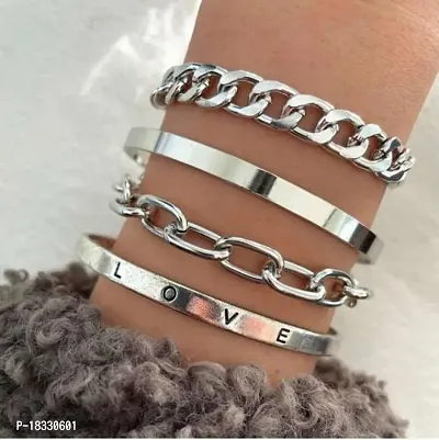 Fashions Silver Link High Fashion Multilayered Korean Bracelet-thumb2