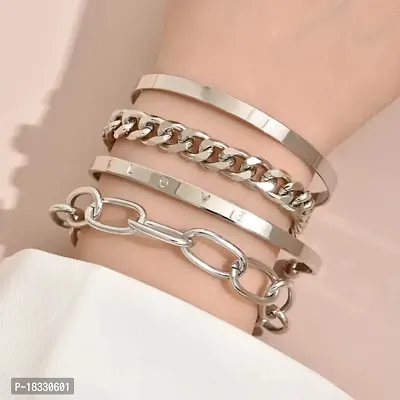 Fashions Silver Link High Fashion Multilayered Korean Bracelet-thumb5