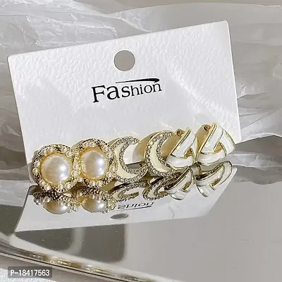 Fashions High Fashion Crystal Oversized Rhinestone Pearl Korean Earrings Pair of 4