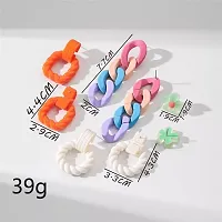 Fashions Multicolor Cute Plastic Link Funky Korean Earrings Pair of 4-thumb1