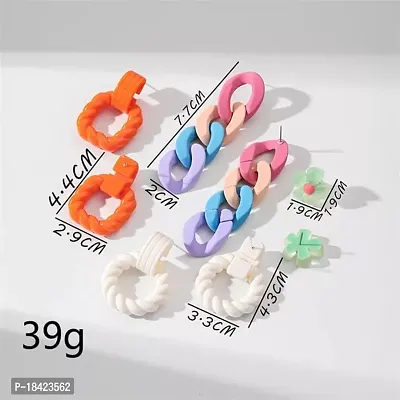 Fashions Multicolor Cute Plastic Link Funky Korean Earrings Pair of 4-thumb2