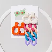 Fashions Multicolor Cute Plastic Link Funky Korean Earrings Pair of 4-thumb2