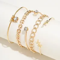 Yu Fashions Golden Leaf Link Chain Golden Korean Bracelet-thumb2