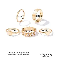 Yu Fashions Pearl High Fashion Korean Ring Set of 5-thumb1