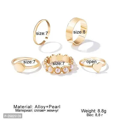 Yu Fashions Pearl High Fashion Korean Ring Set of 5-thumb2