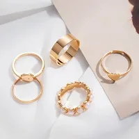 Yu Fashions Pearl High Fashion Korean Ring Set of 5-thumb3