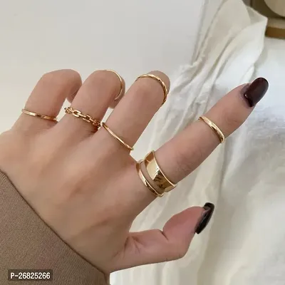 Yu Fashions Elegant  Crescent golden elegant Rings set of 7  -thumb2