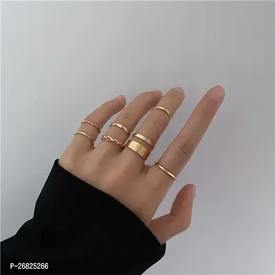 Yu Fashions Elegant  Crescent golden elegant Rings set of 7  -thumb3