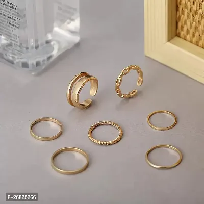 Yu Fashions Elegant  Crescent golden elegant Rings set of 7  -thumb4