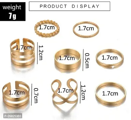 Yu Fashions Twisted Elegant High Fashion Korean Ring Set of 8-thumb3