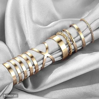 Yu Fashions Twisted Elegant High Fashion Korean Ring Set of 8-thumb5