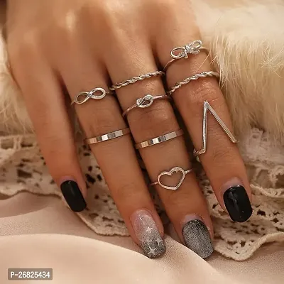 Yu Fashions Cross Knot Heart Infinity Ring Set of 9