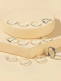 Yu Fashions Infinity Bohemian Silver Ring Set of 12-thumb1