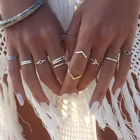 Yu Fashions Infinity Bohemian Silver Ring Set of 12-thumb2