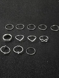 Yu Fashions Infinity Bohemian Silver Ring Set of 12-thumb4