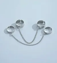 Yu Fashions Adjustable Funky Punk Chain Ring Set of 2 Pair-thumb3