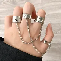 Yu Fashions Adjustable Funky Punk Chain Ring Set of 2 Pair-thumb4